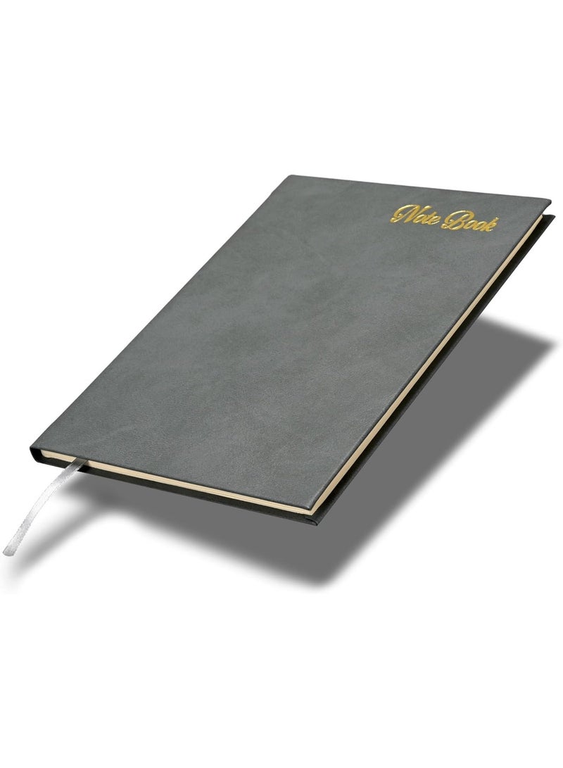 FIS Hard Cover Notebook A5 (148x210mm), Bonded Leather, 98 Sheets/196 Pages, Single Line, 85gsm Italian Ivory Paper, Glued Binding, Grey Cover - FSNBA5IVBLGY - Image 1